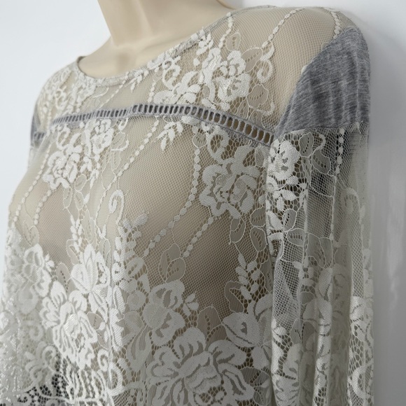 Venus Lace Boho Peplum Top Long Sleeve M Angelcore Fairy Dainty Cottagecore - Picture 5 of 12